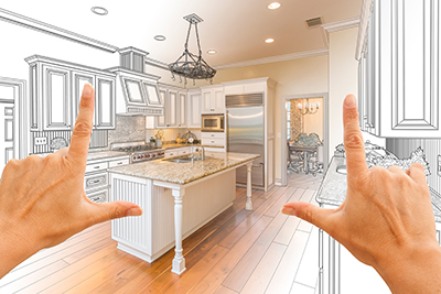 hand framing a kitchen design showcasing an open layout and modern appliances emphasizing stylish remodeling concepts with11 innovative ideas